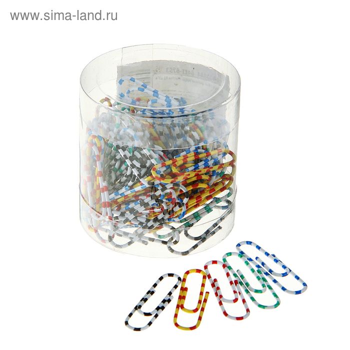 Скрепки канцелярские «Зебра», 28 мм, 80 шт., цветные, пластиковые, в пластиковой коробке