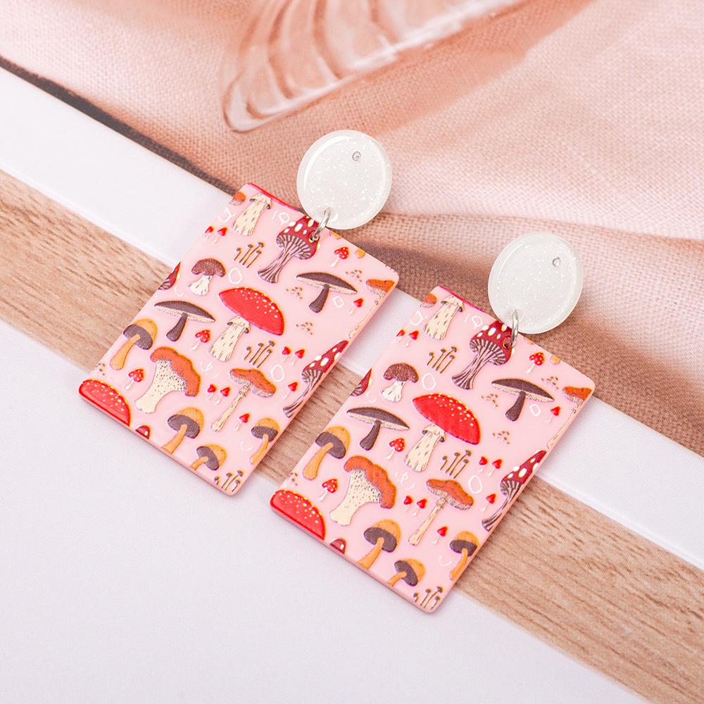 Трендовые розовые геометрические 3D серьги-грибочки - милые акриловые аксессуары разноцветный